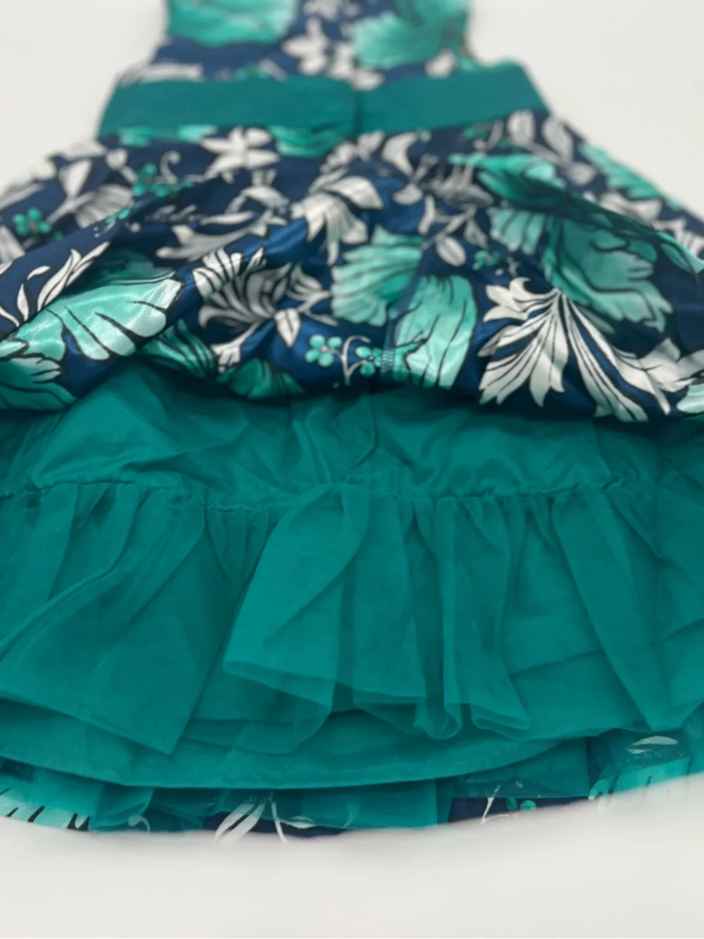 Gymboree Girl Blue Green Floral Dress 3T